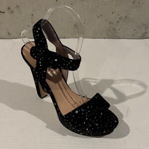 Madden Girl Rolloo Black W/ Silver Glitter Embellishment Platform Heels-Size 10